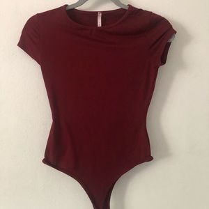 Burgundy short sleeve bodysuit